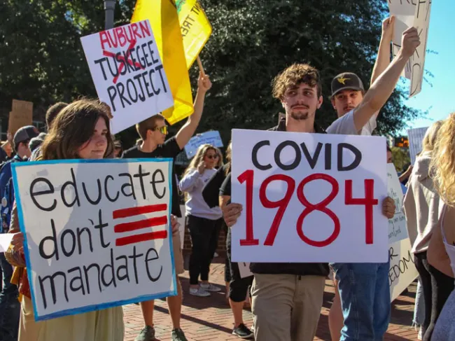vaccine protest Auburn University